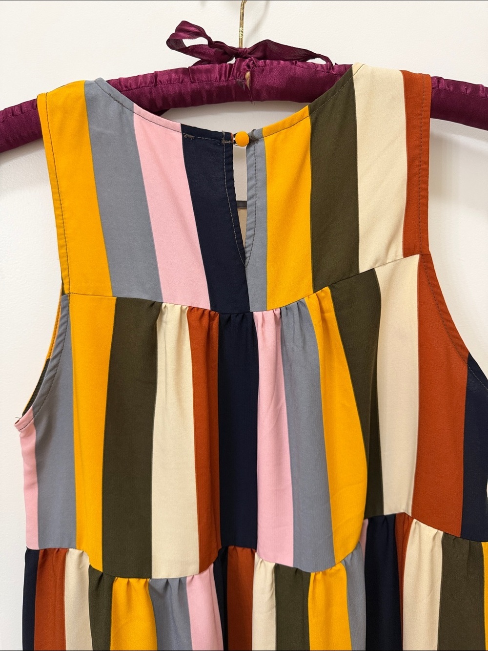 ANDREE BY UNIT Sleeveless Tiered Maxi Dress in Pink, Mustard & Navy - Picture 4 of 4